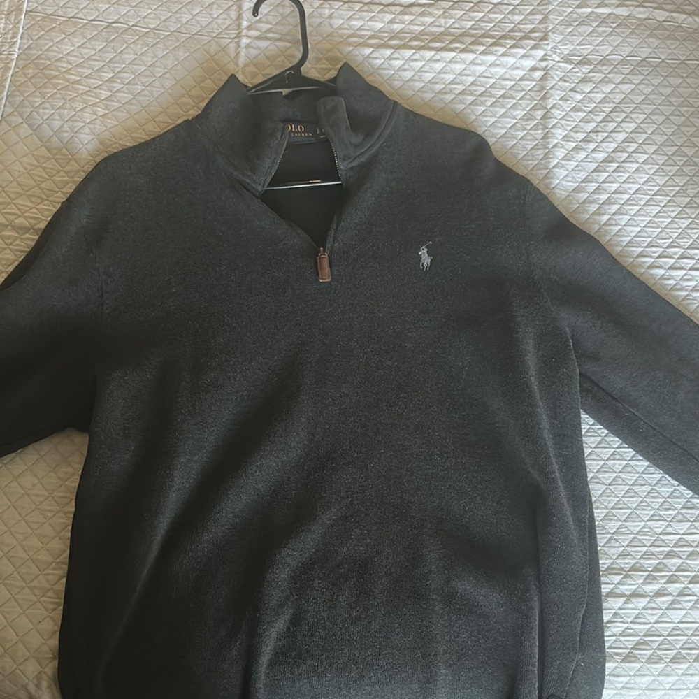 Ralph Lauren Black Zip Up Sweater with Classic Design